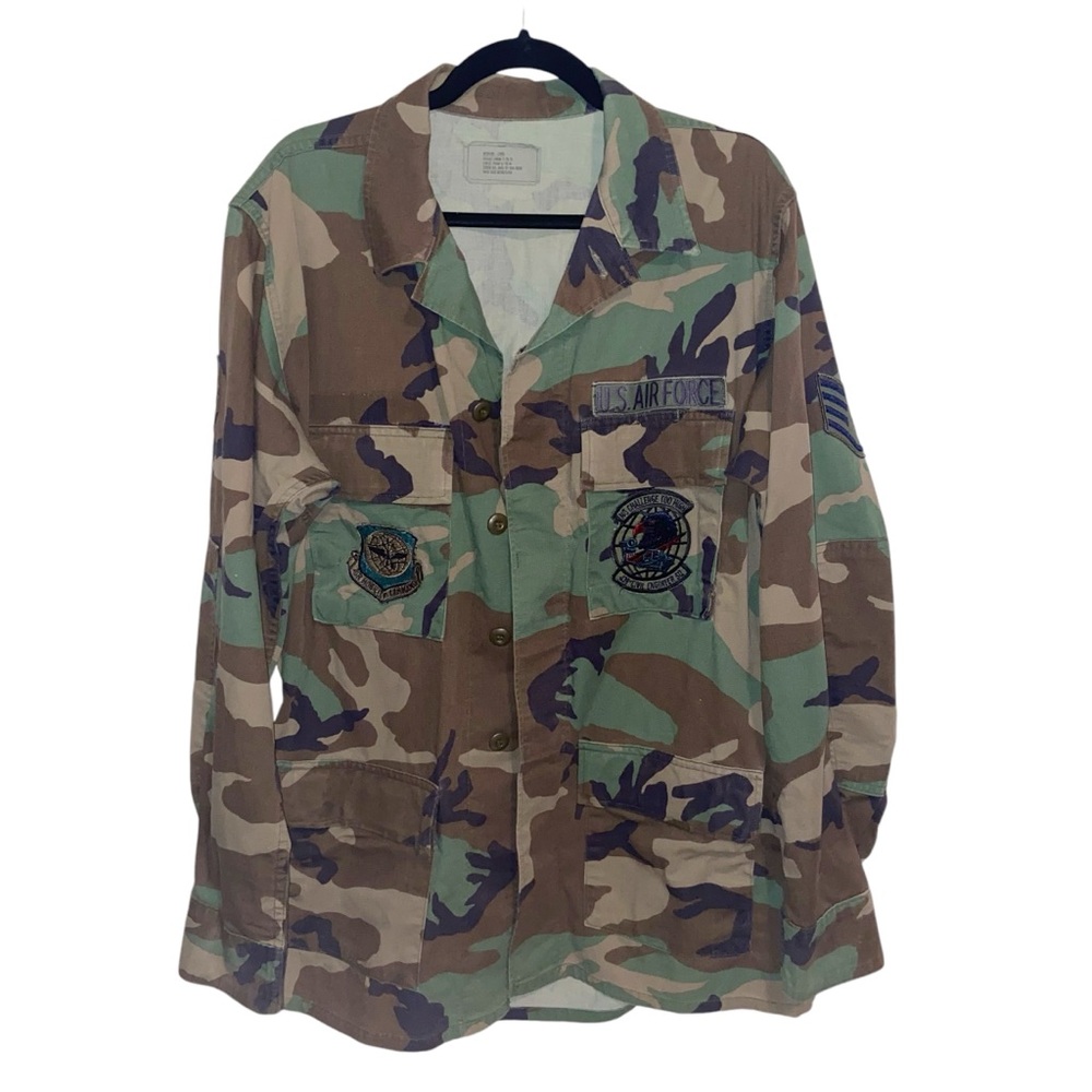 Vintage Military Shirt Mens Medium Jacket Temperate Woodland Camo Combat 90s